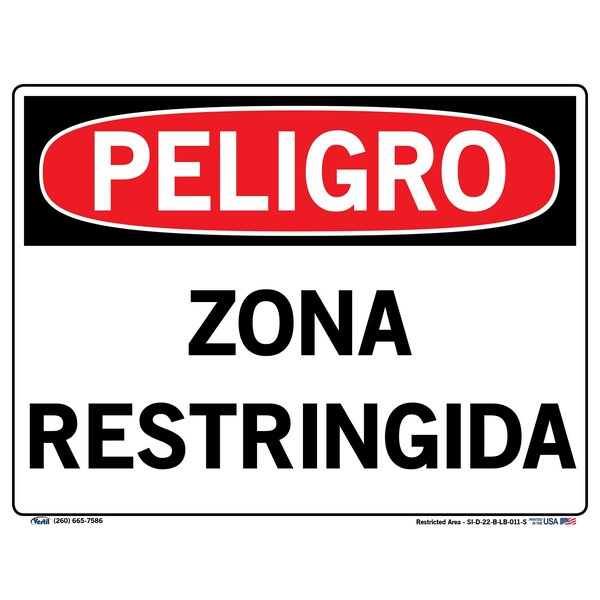 Vinyl Label Sign, 9-1/2" Height, 12-1/2" Width, Vinyl Label, Rectangle, Spanish